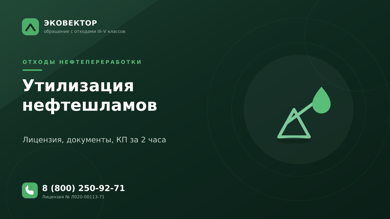 Утилизация нефтешламов для предприятий: цена, лицензия, документы